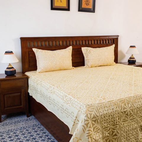 Pure Cotton Applique Work Bedsheet With Pillow