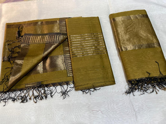 Pure Maheswari Silk Cotton Handwoven Unstitch Suit