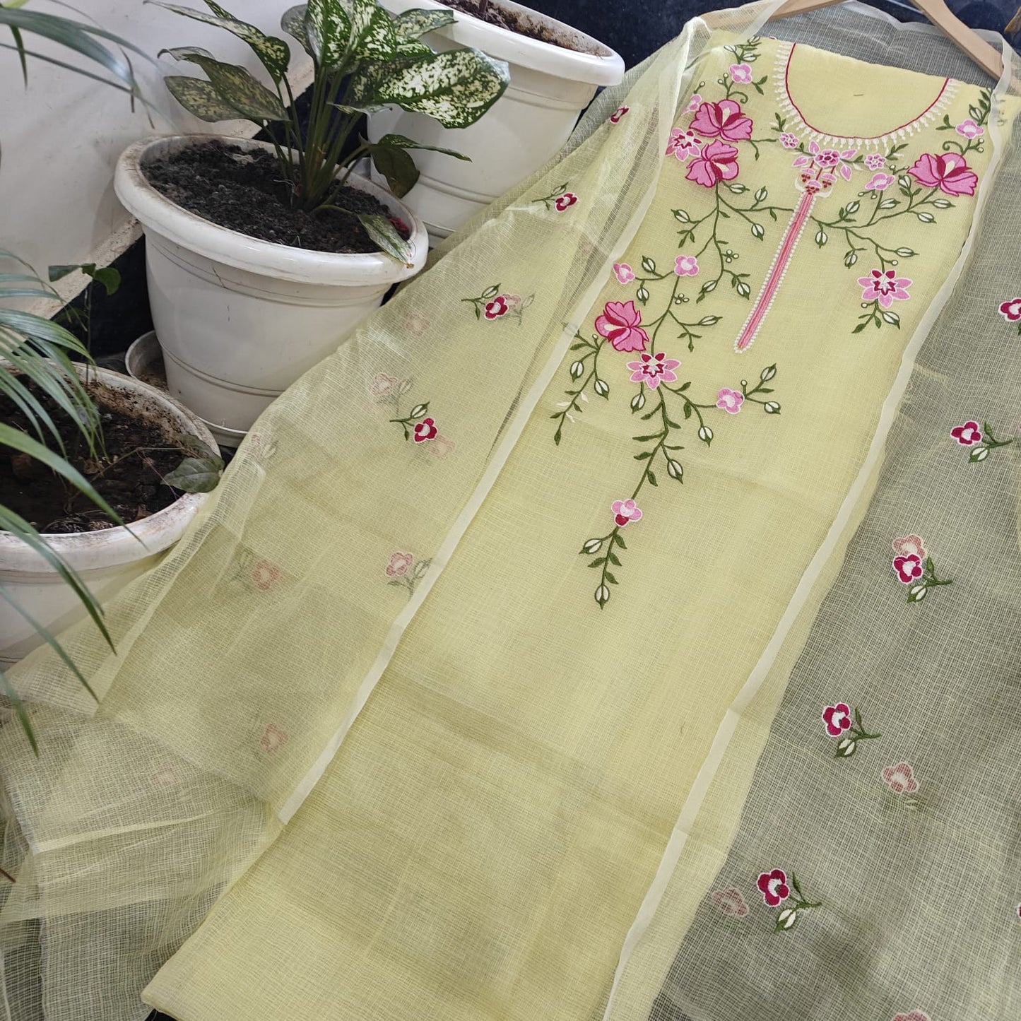 Pure Kota Doriya Suit With Embroidery Work Unstitched Suit