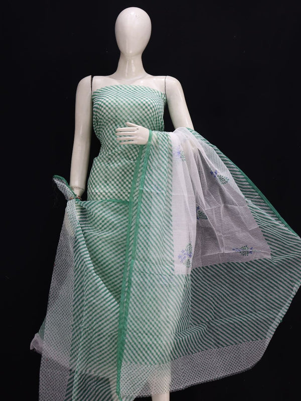 Pure Kota Doriya Leheriya Print Unstitched Suit With Bottom