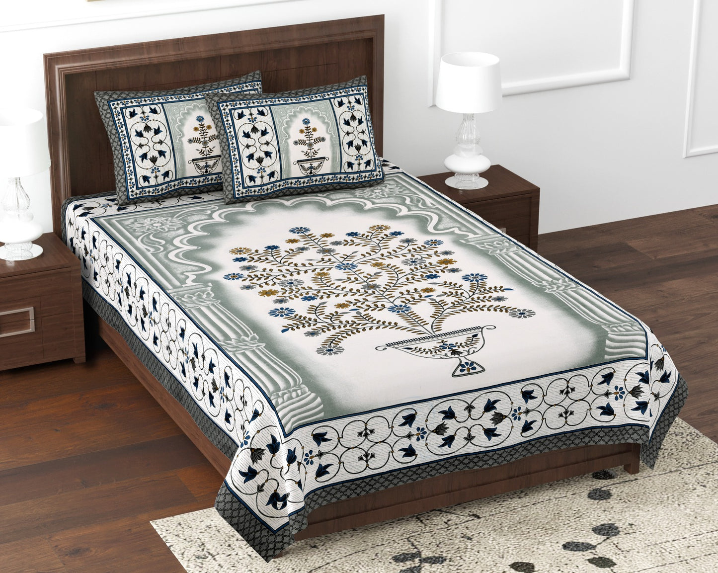 Pure Cotton Digital Print Single Bed Bedsheet With Pillow Cover