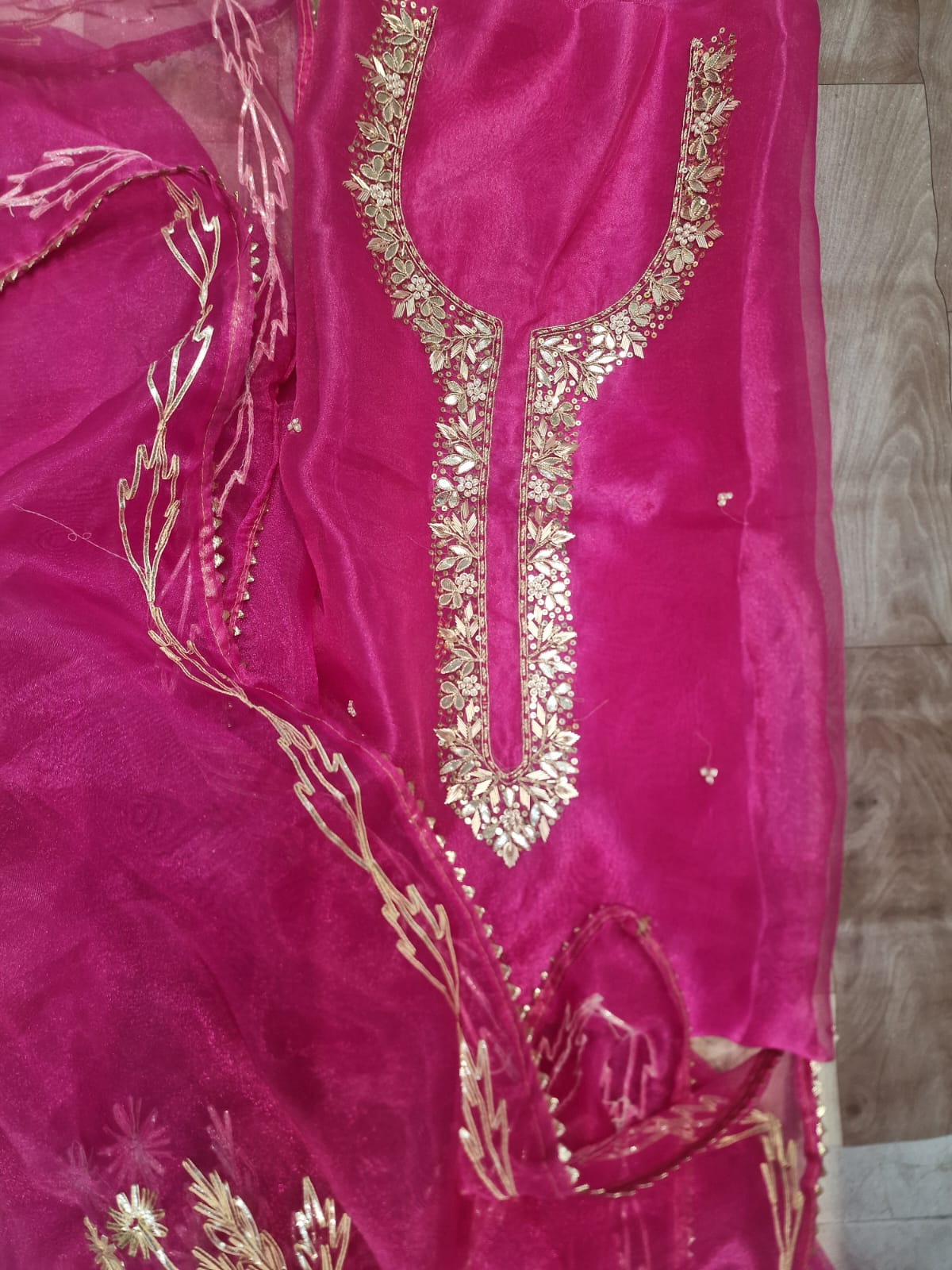 Pure Organza unstitched Suit With Gota Pati Work Dupatta