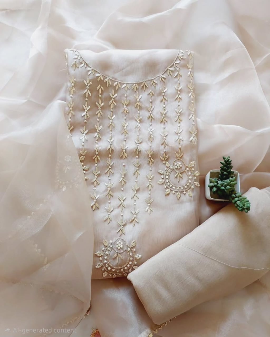 Pure Organza unstitched Suit With Gota Pati Work Dupatta