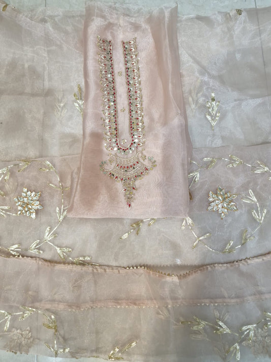 Pure Organza unstitched Suit With Gota Pati Work Dupatta