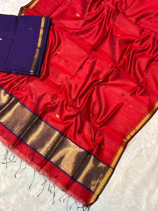 Pure Maheswari Silk Cotton Handwoven Unstitch Suit