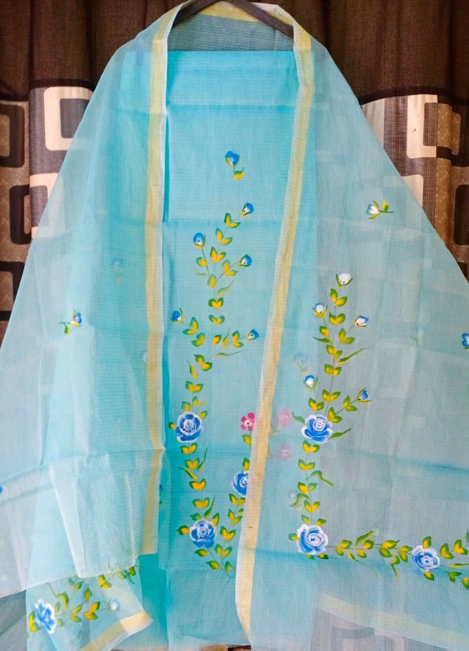 Pure Kota Doriya Suit With Embroidery Work Unstitched Suit