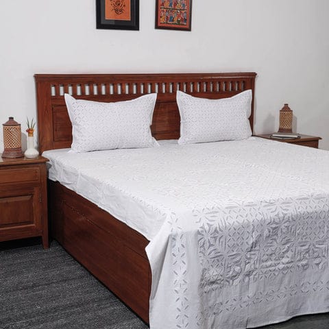 Pure Cotton Applique Work Bedsheet With Pillow
