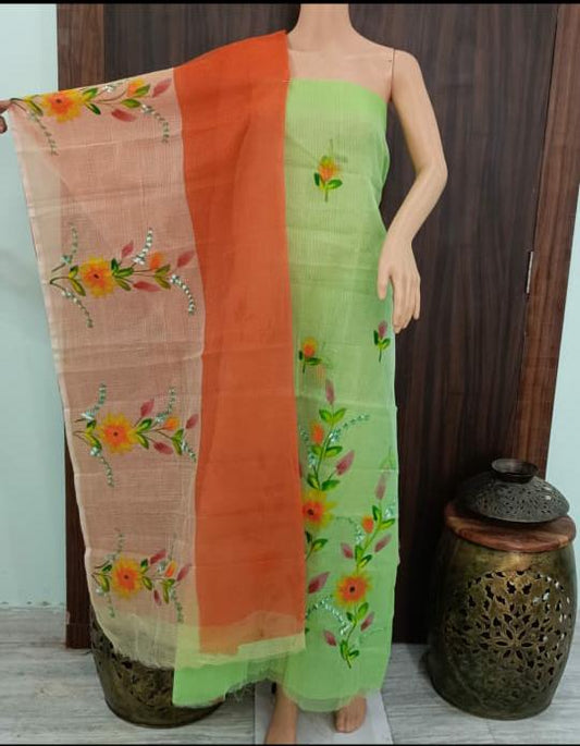 Pure Kota Doriya Suit With Embroidery Work Unstitched Suit