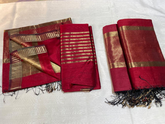 Pure Maheswari Silk Cotton Handwoven Unstitch Suit