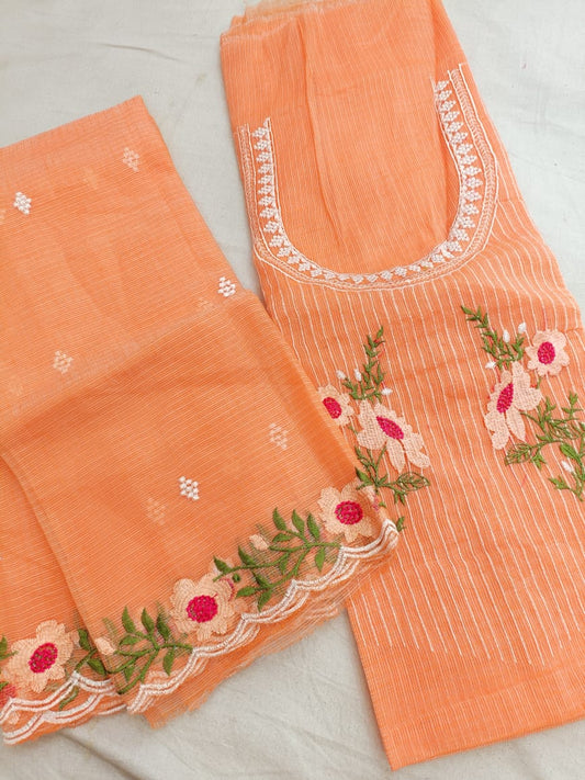 Pure Kota Doriya Suit With Embroidery Work Unstitched Suit