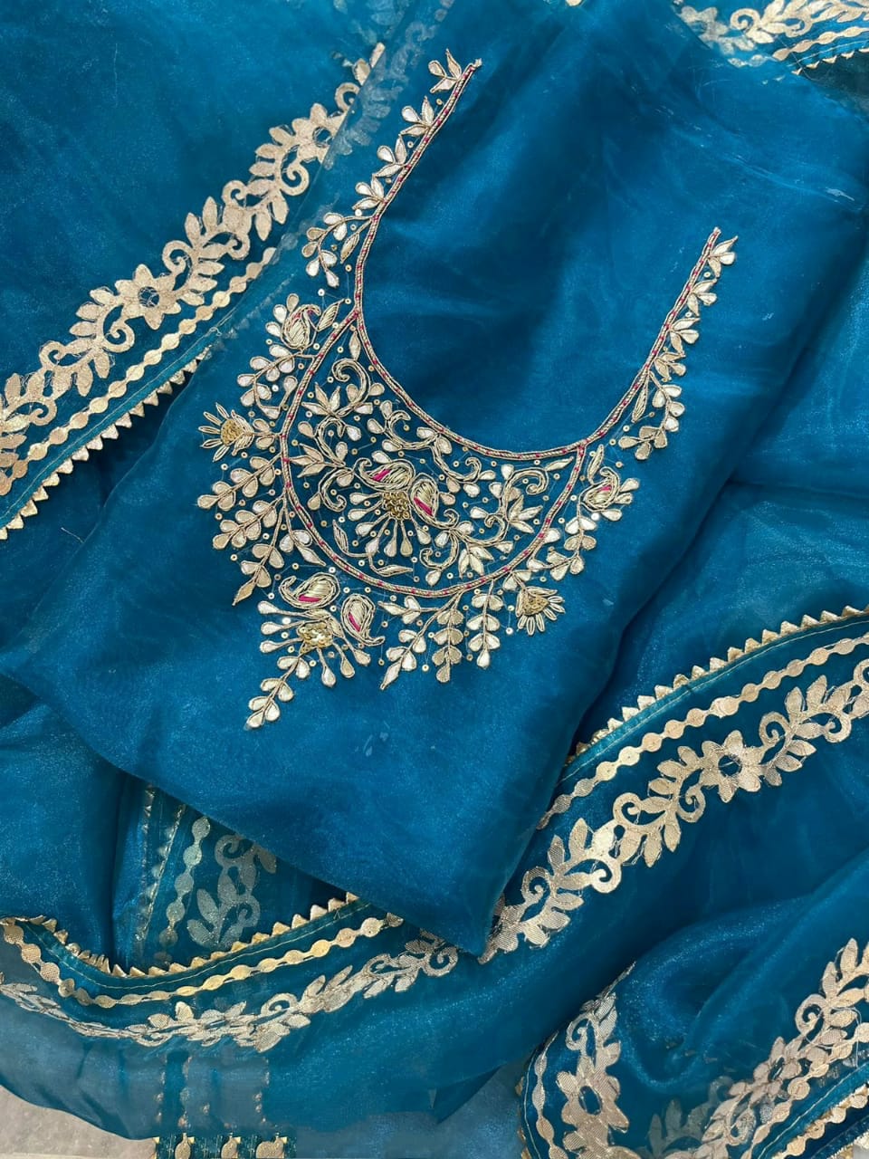 Pure Organza unstitched Suit With Gota Pati Work Dupatta