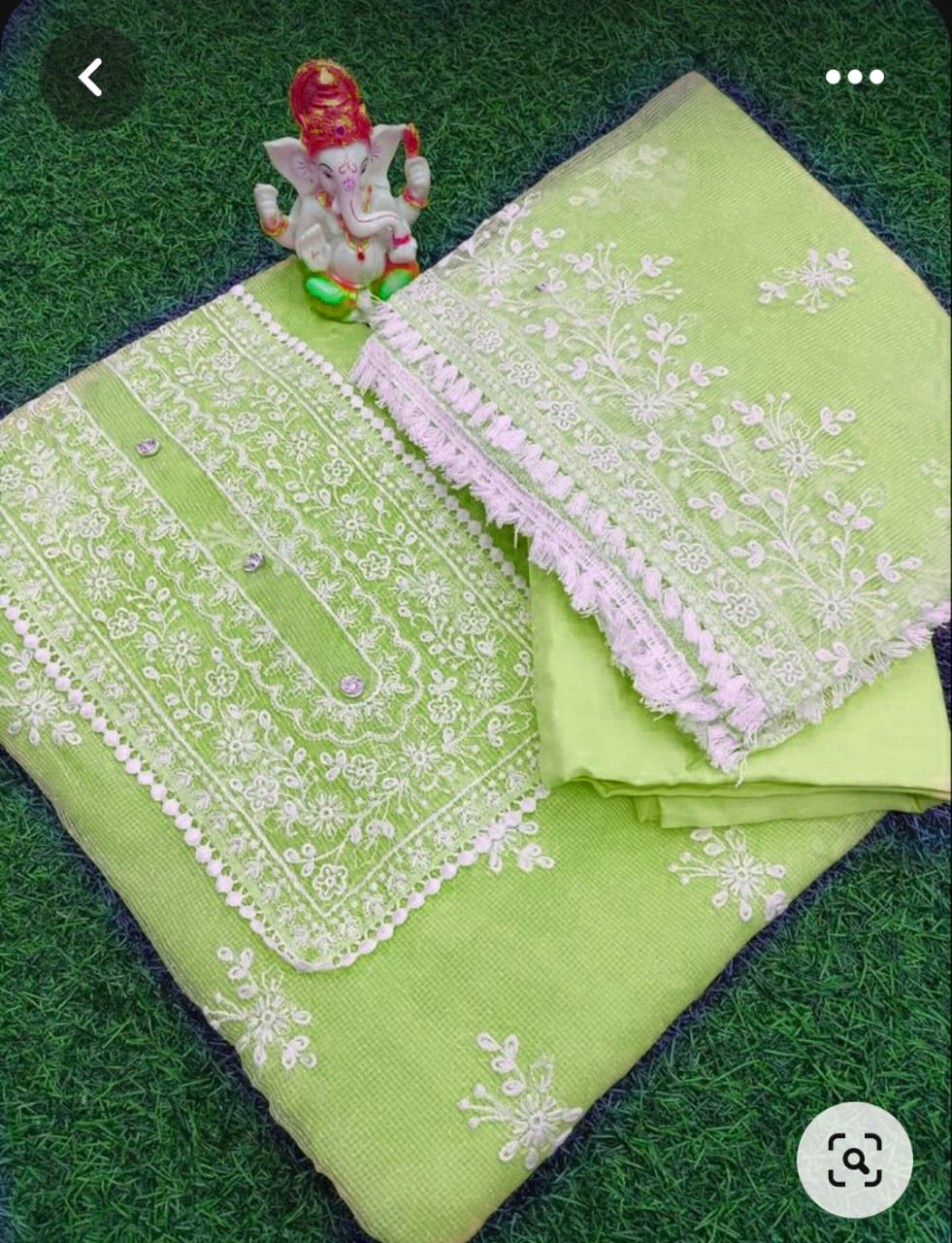 Pure Kota Doriya Embroidery Work Unstitched Suit With Bottom.