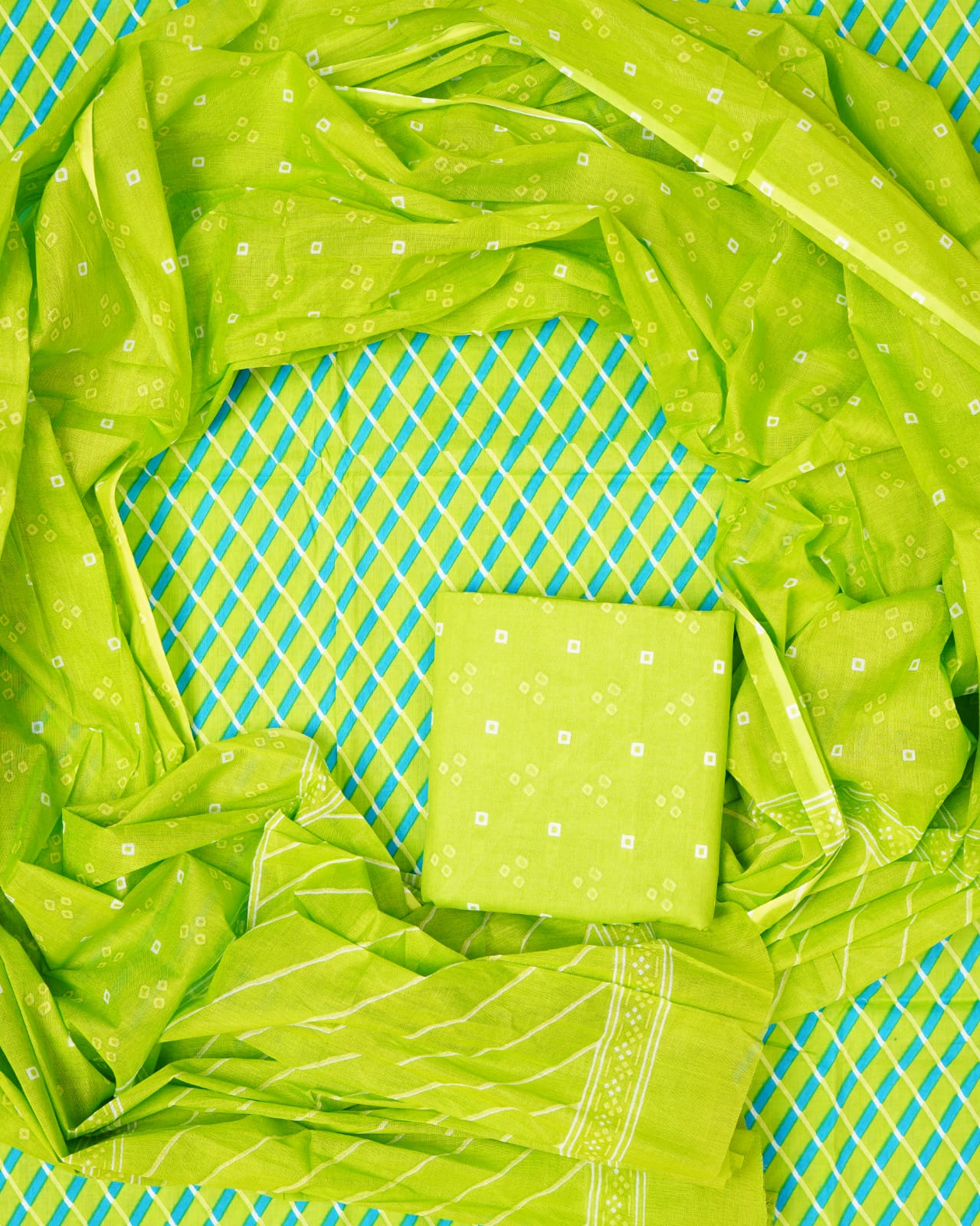 Pure Cotton Jaipuri Hand Block Print Unstitched Suit With Mul Cotton Dupatta.