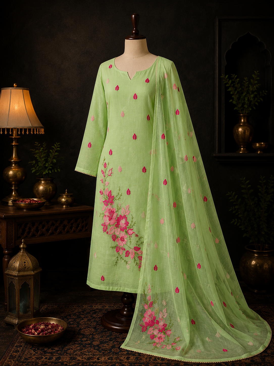 Pure Kota Doriya Suit With Embroidery Work Unstitched Suit
