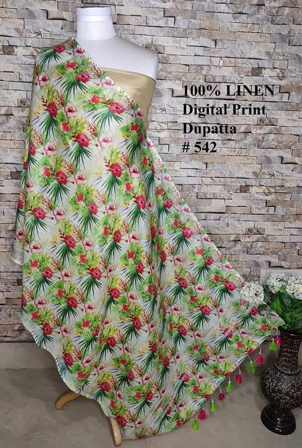 Pure Linen Digital Print Dupatta