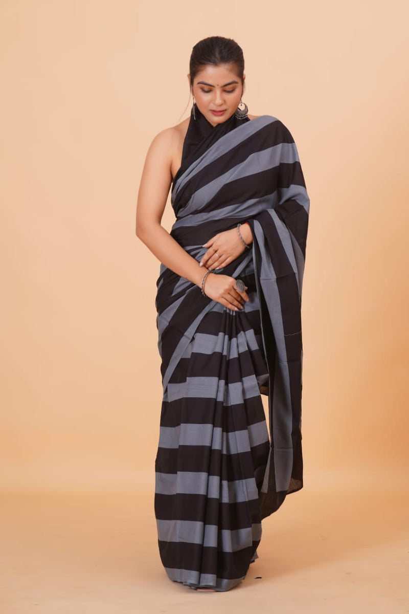 Pure Hand Printed Cotton Sarees With Blouse