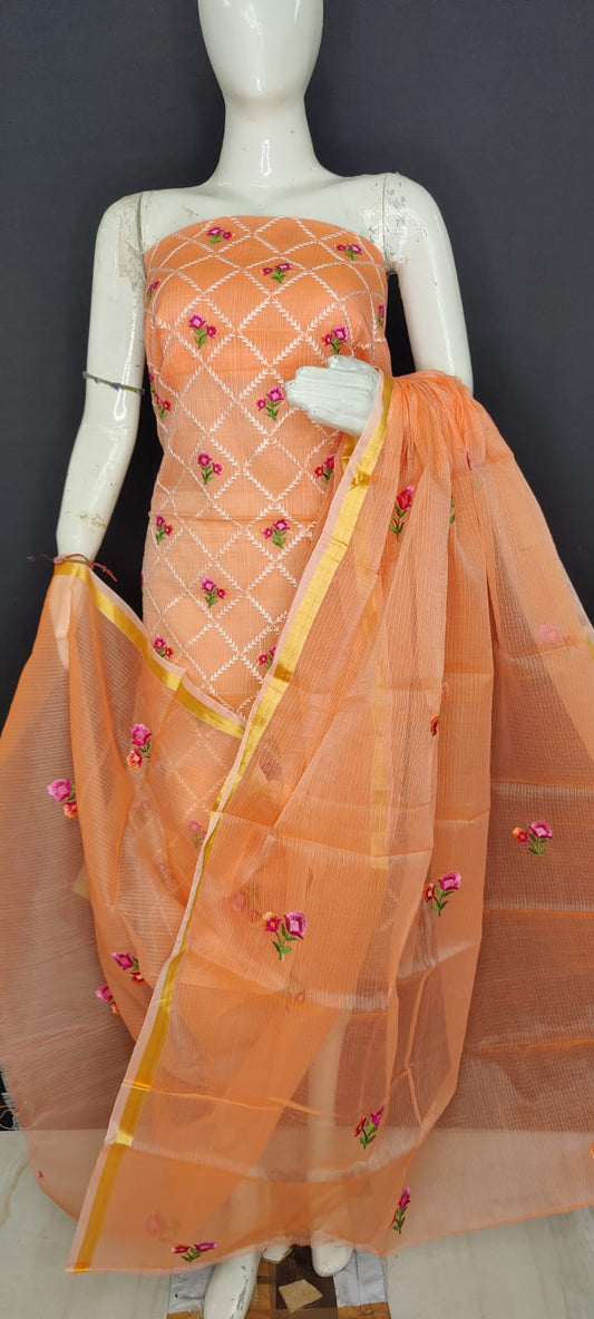 Pure Kota Doriya Suit With Embroidery Work Unstitched Suit