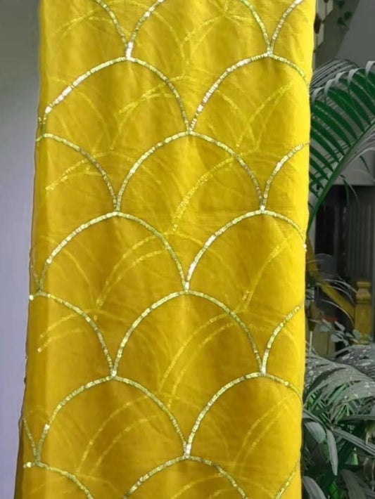 Pure Jaipuri Dimond Chiffon Sequence  Zari Work Saree With Running Blouse.