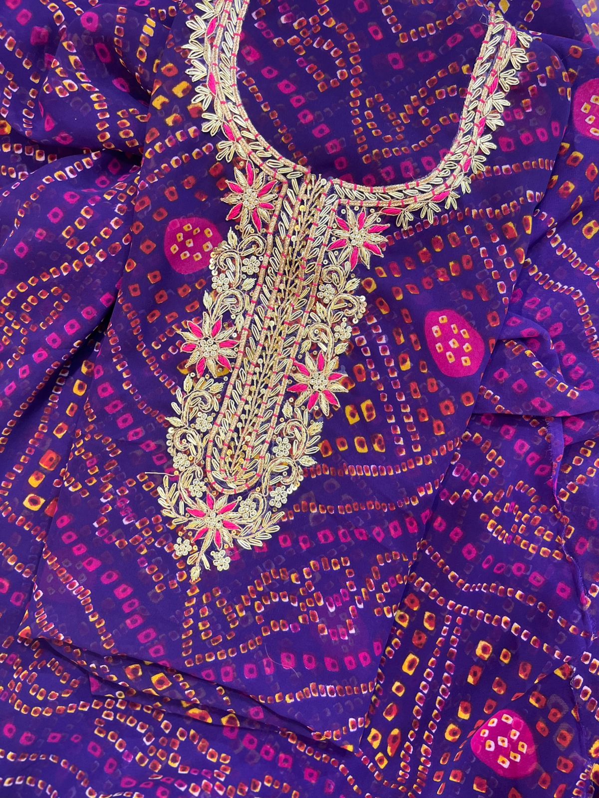 Pure Soft Georgette unstitched suit Zardogi Work With Dupatta