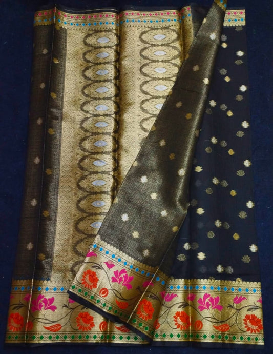 Kota Doria Saree With Silk Digital Print Work