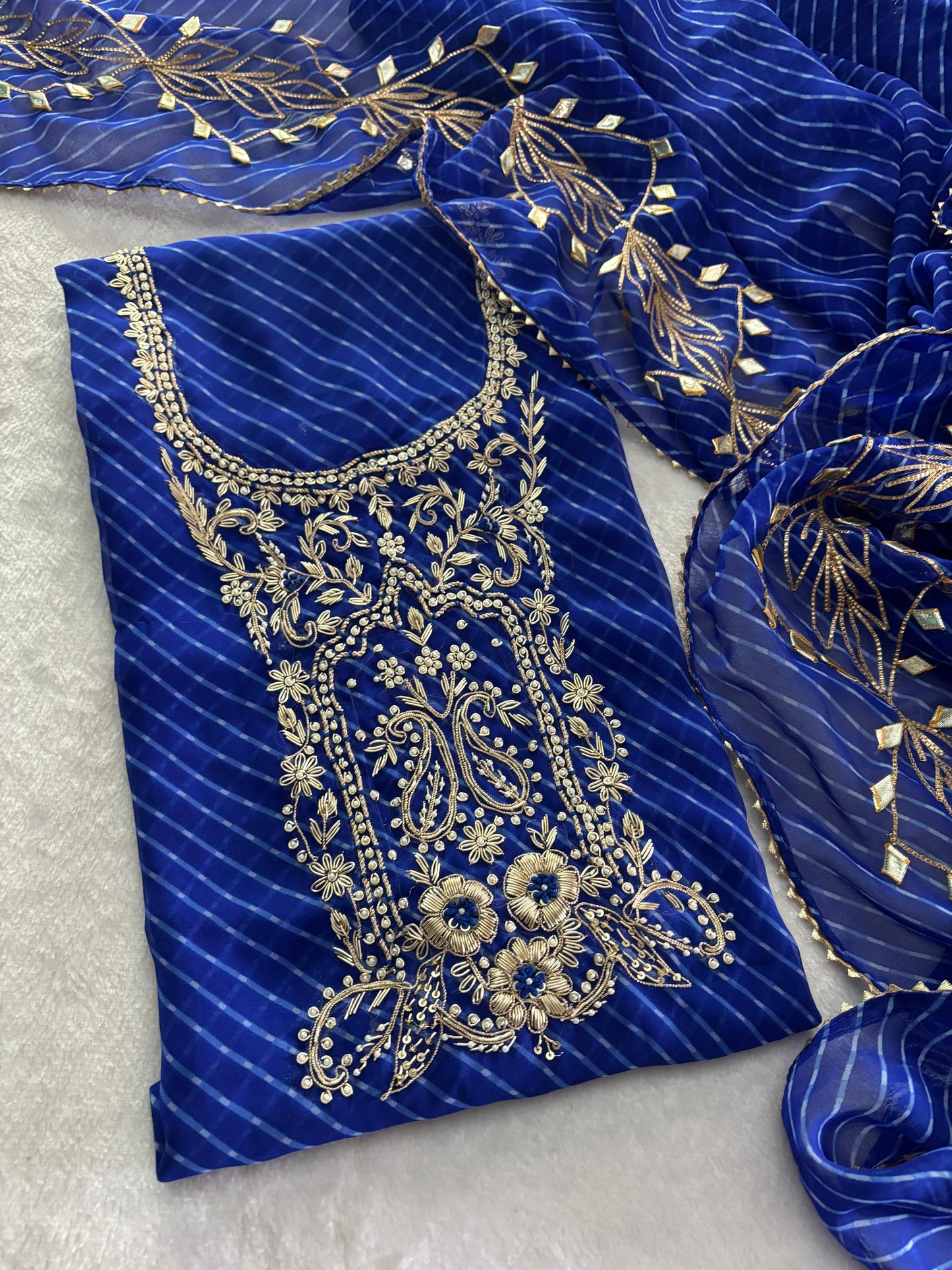 Pure Soft Georgette unstitched suit Zardogi Work With Dupatta