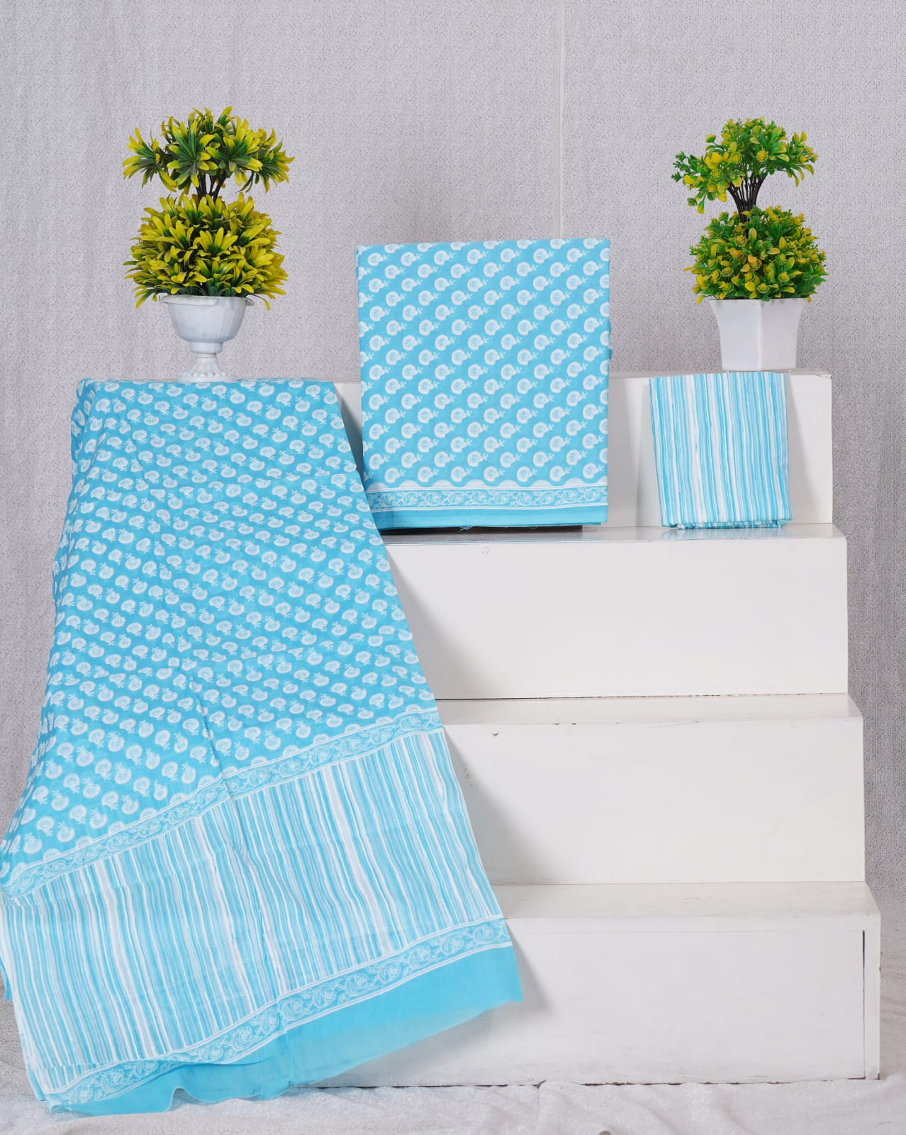 Pure Cotton Jaipuri Hand Block Print Unstitched Suit With Mul Cotton Dupatta.