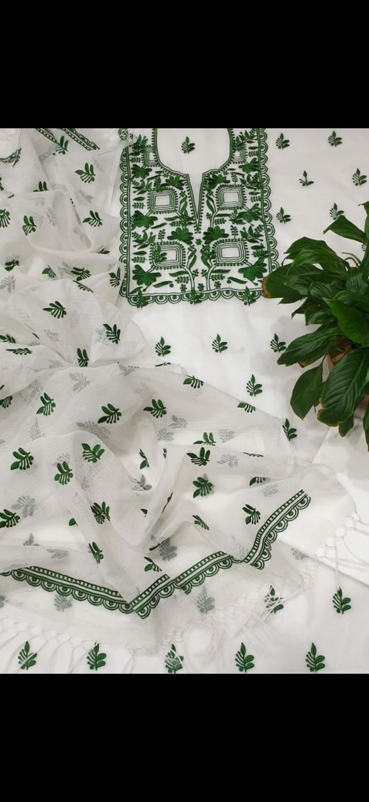 Pure Kota Doriya Suit With Embroidery Work Unstitched Suit