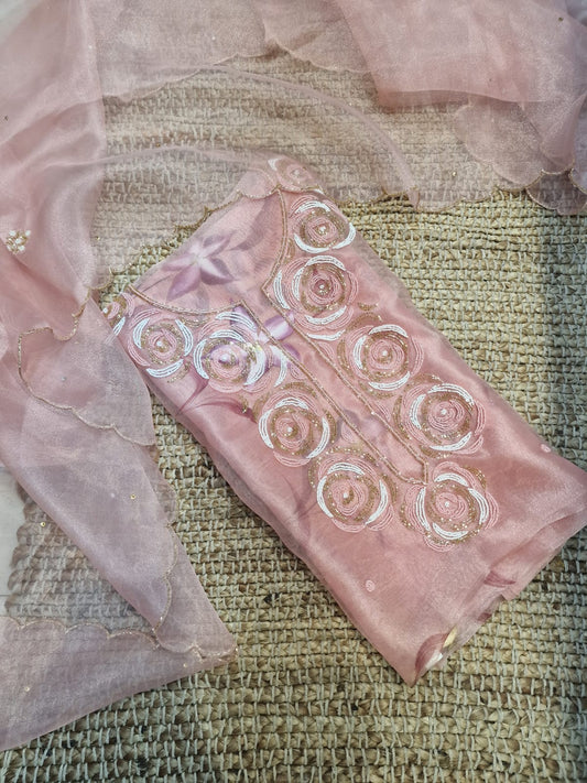 Pure Organza unstitched Suit With Gota Pati Work Dupatta