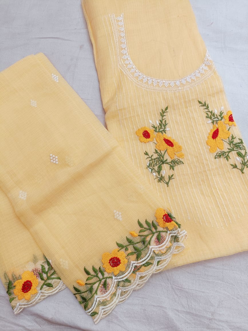 Pure Kota Doriya Suit With Embroidery Work Unstitched Suit