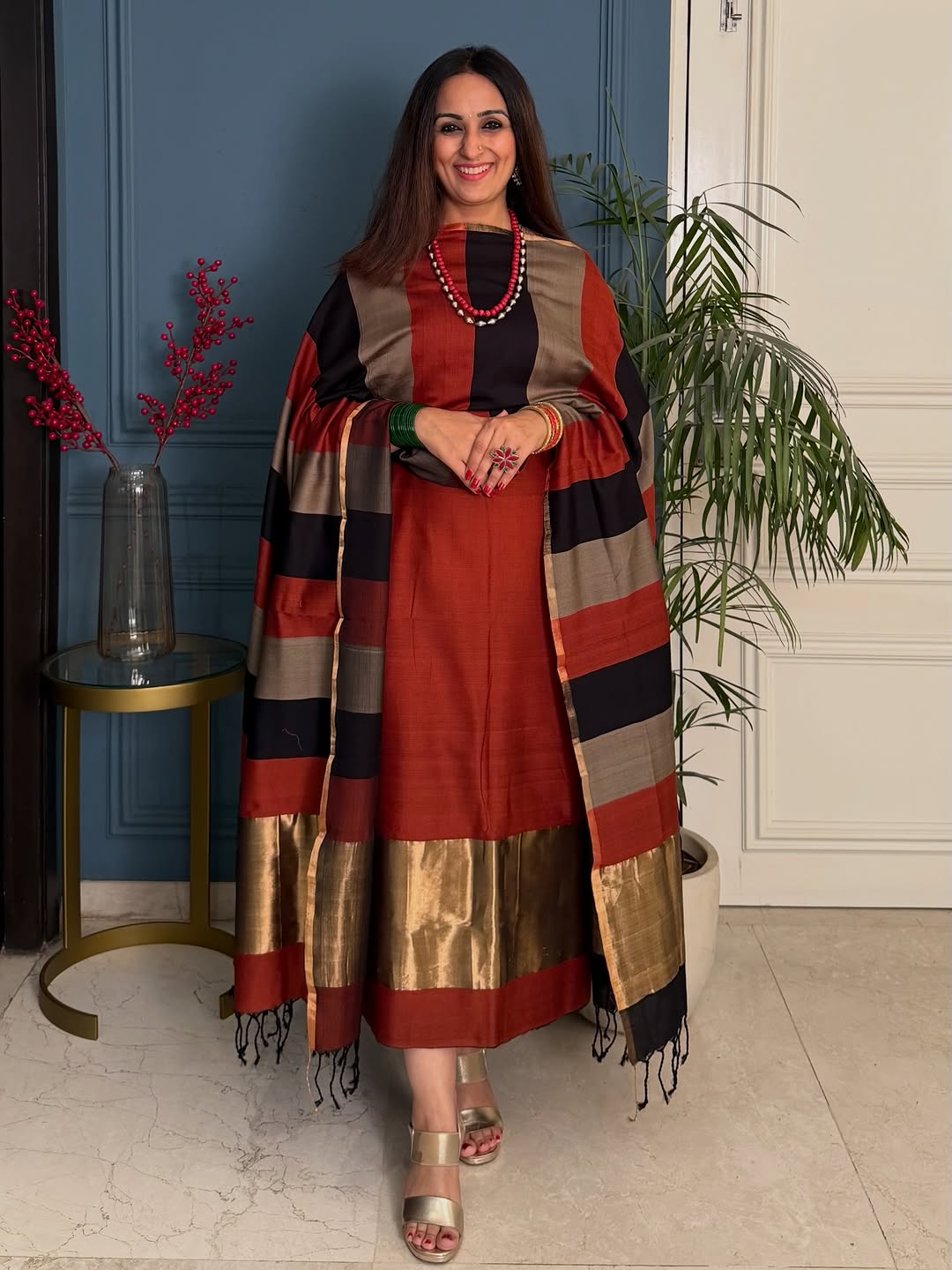 Pure Maheswari Silk Cotton Handwoven Unstitch Suit