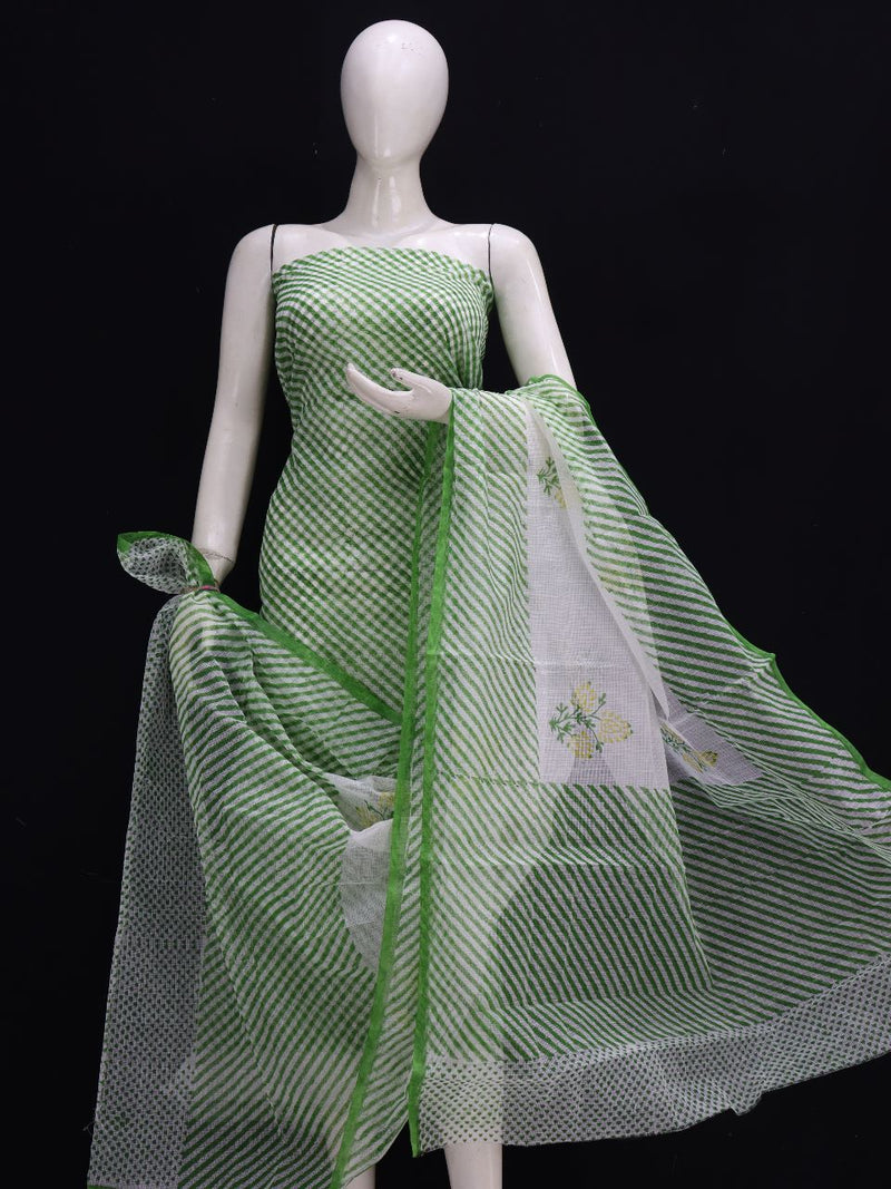 Pure Kota Doriya Leheriya Print Unstitched Suit With Bottom