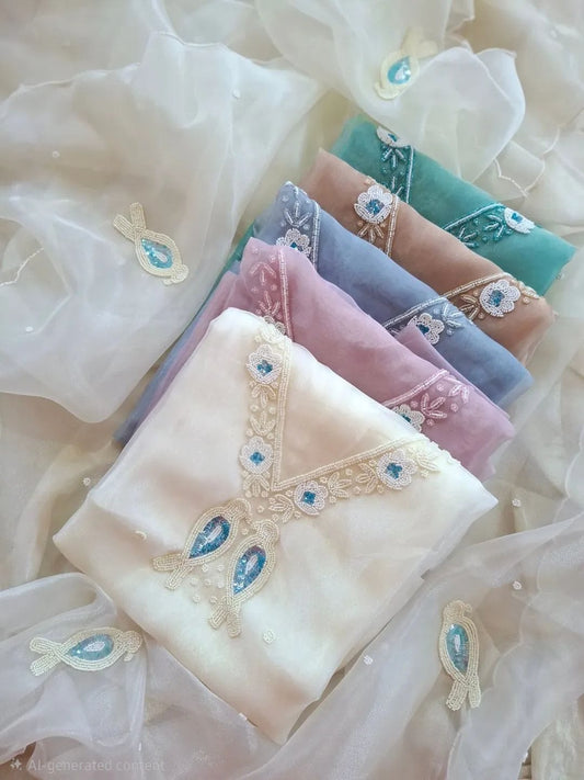 Pure Organza unstitched Suit With Gota Pati Work Dupatta