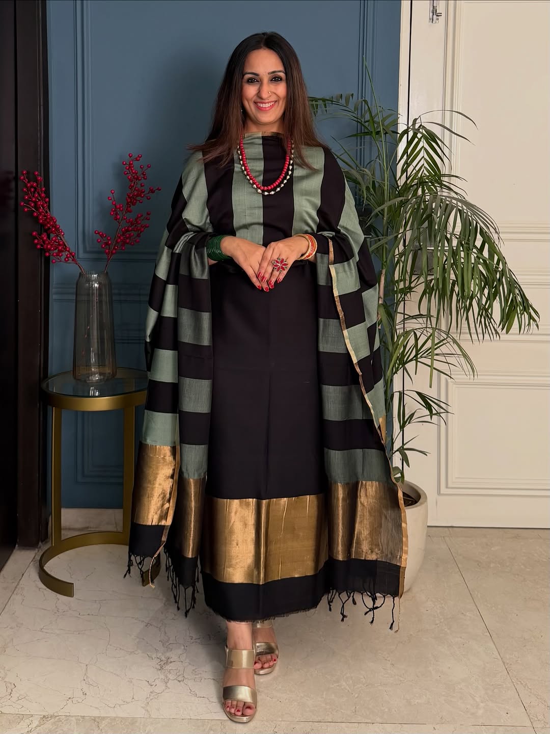 Pure Maheswari Silk Cotton Handwoven Unstitch Suit