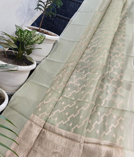 Kota Doria Saree With Tissue Kota Weaving Work