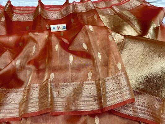 Banarasi Tissue Silk Saree With Zari Booti