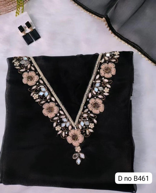 Pure Organza unstitched Suit With Gota Pati Work Dupatta