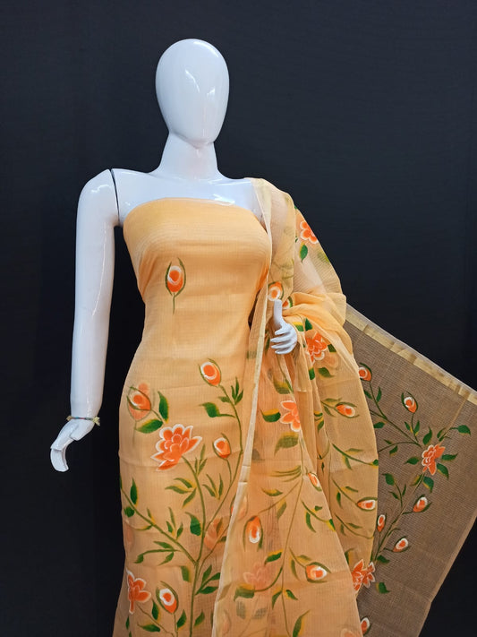 Pure Kota Doriya Suit With Embroidery Work Unstitched Suit