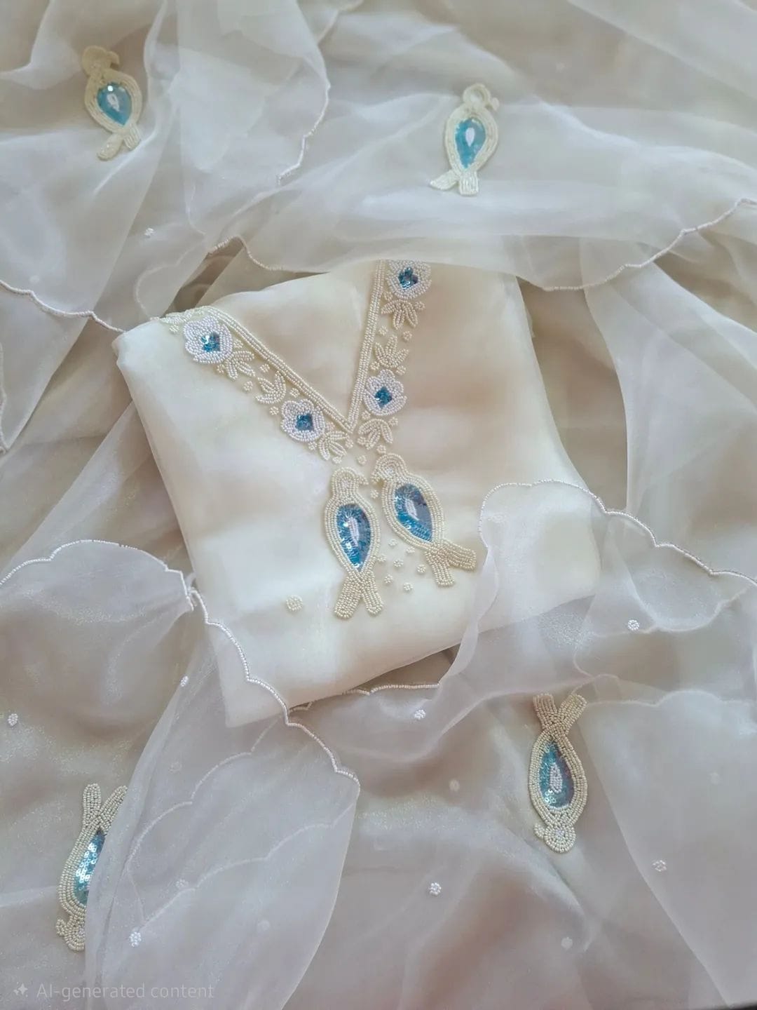 Pure Organza unstitched Suit With Gota Pati Work Dupatta