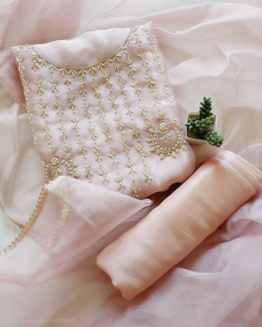Pure Organza unstitched Suit With Gota Pati Work Dupatta