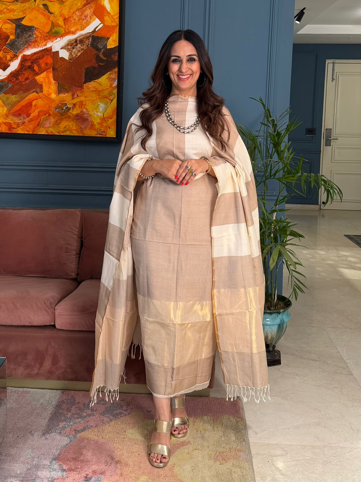 Pure Maheswari Silk Cotton Handwoven Unstitch Suit