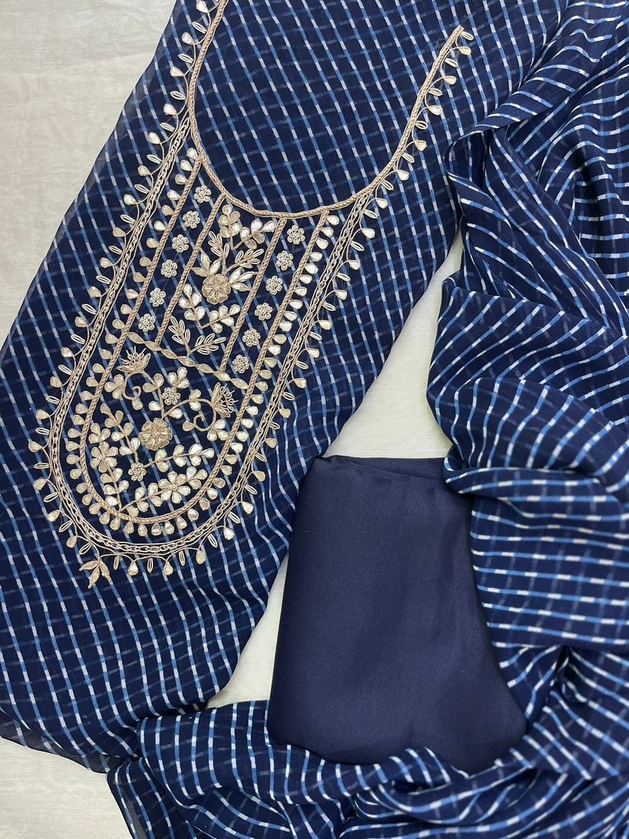 Pure Soft Georgette unstitched suit Zardogi Work With Dupatta