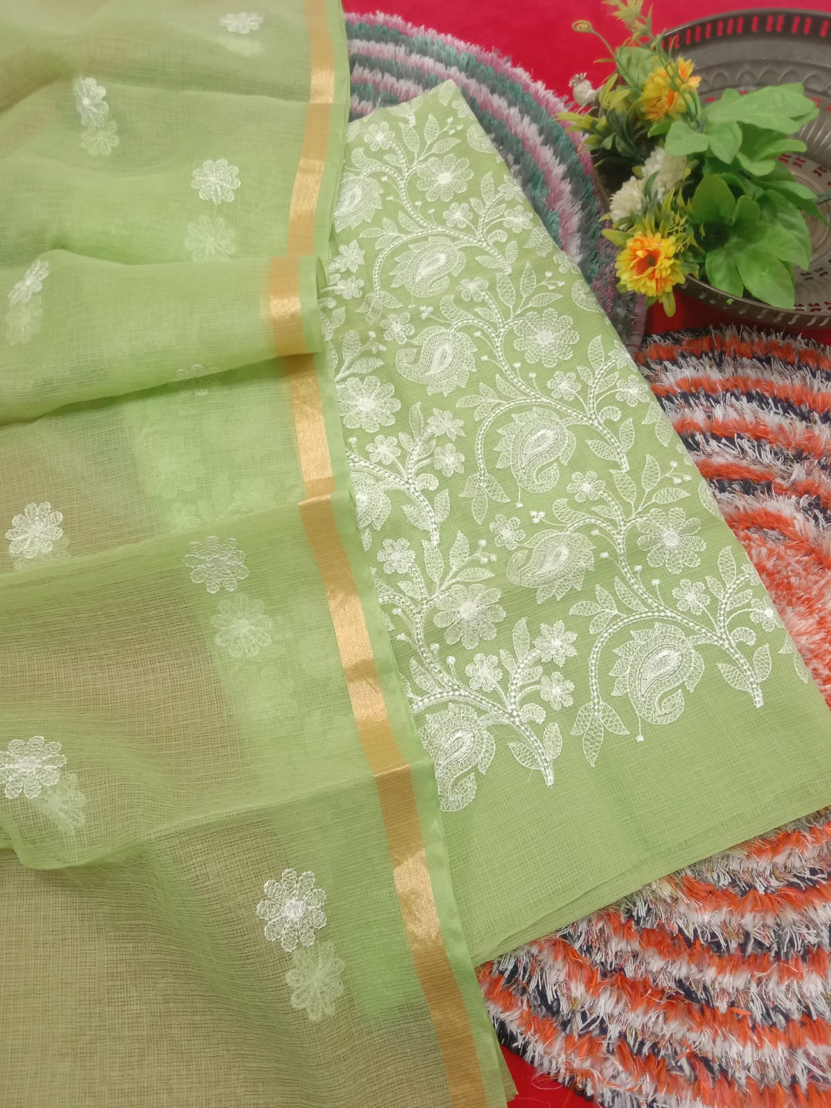 Pure Kota Doriya Suit With Embroidery Work Unstitched Suit