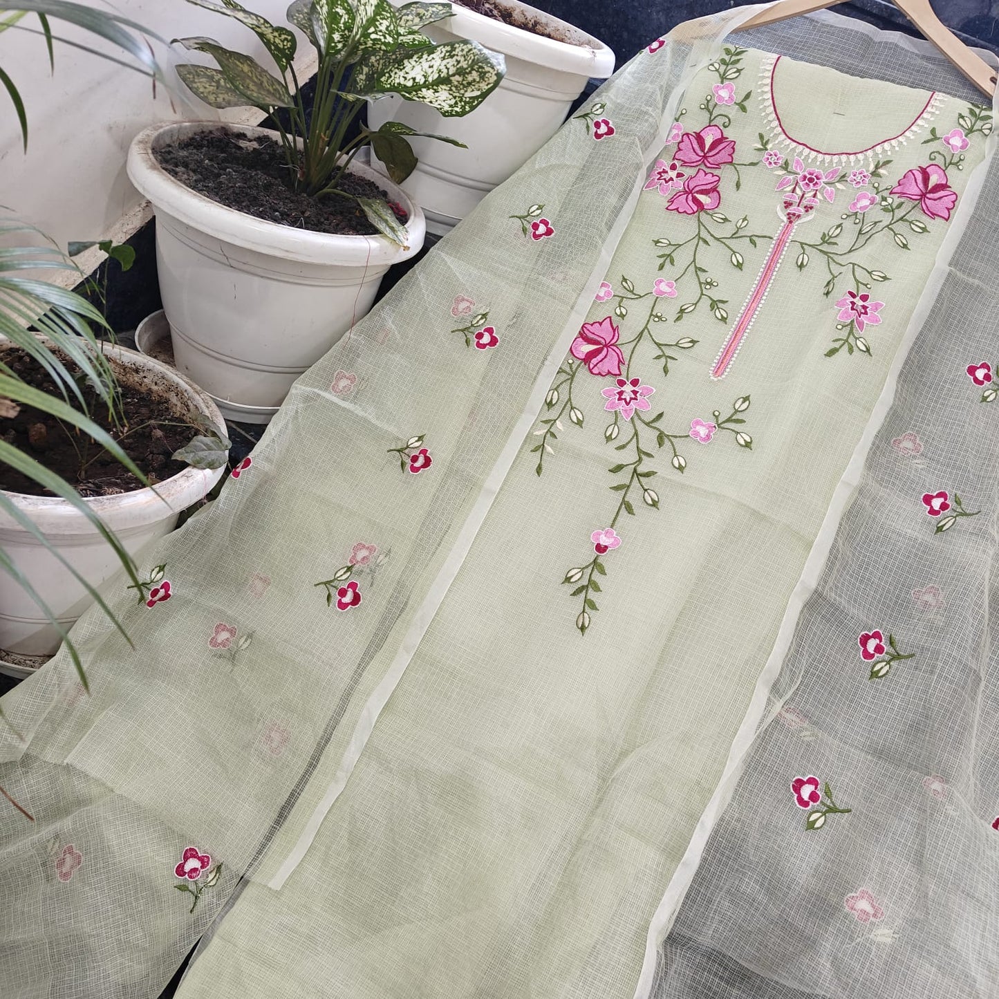 Pure Kota Doriya Suit With Embroidery Work Unstitched Suit