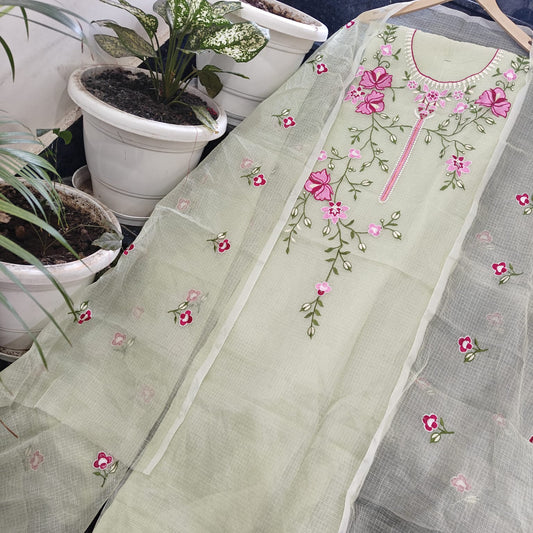 Pure Kota Doriya Suit With Embroidery Work Unstitched Suit