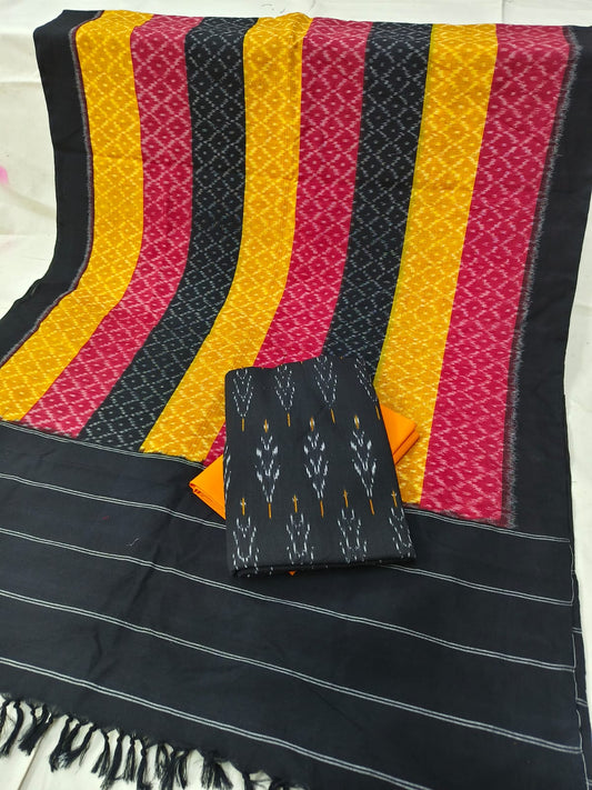 Pure Cotton Doubel Ikkat Unstitched Suit With Ikkat Cotton Dupatta
