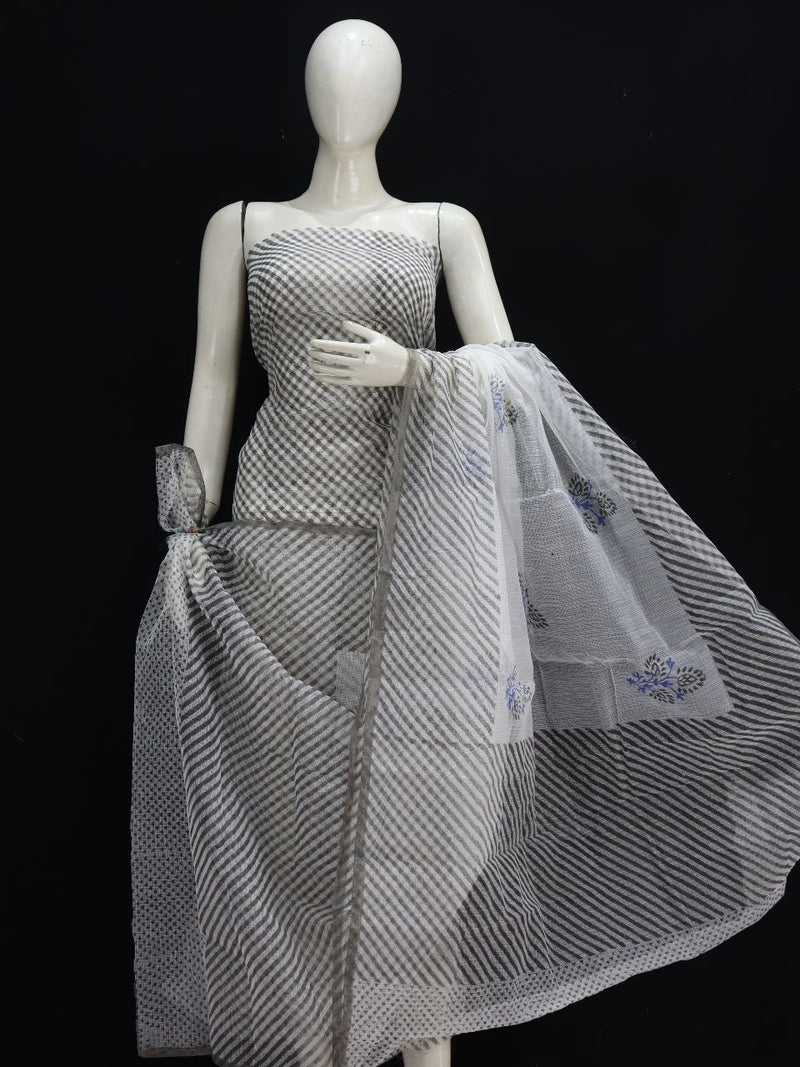 Pure Kota Doriya Leheriya Print Unstitched Suit With Bottom