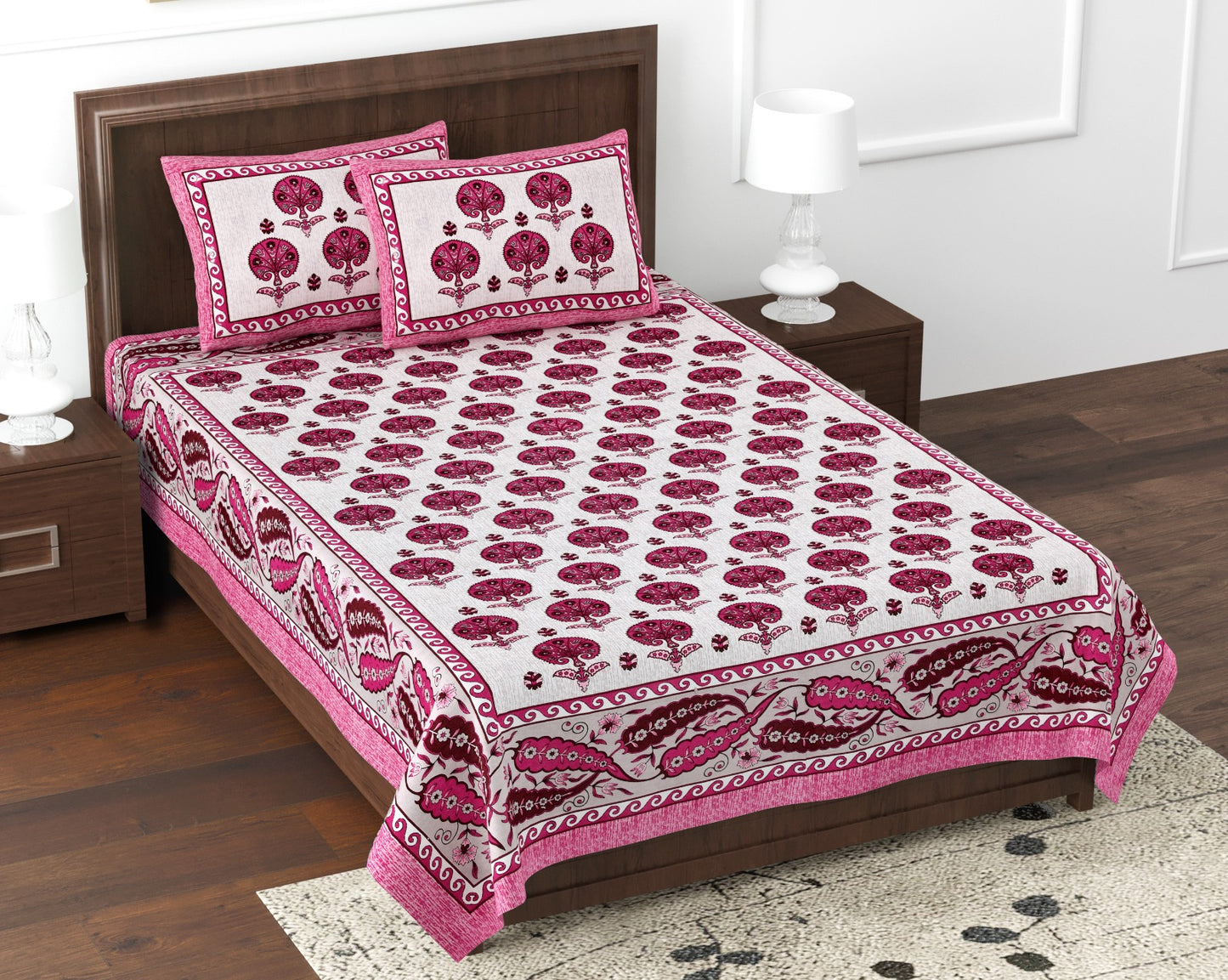 Pure Cotton Digital Print Single Bed Bedsheet With Pillow Cover