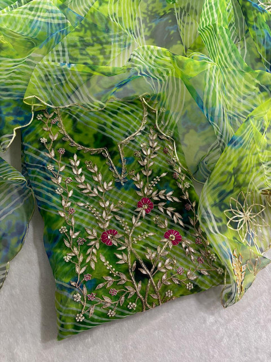 Pure Soft Georgette unstitched suit Zardogi Work With Dupatta