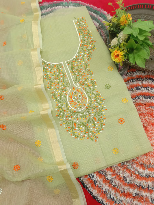 Pure Kota Doriya Suit With Embroidery Work Unstitched Suit
