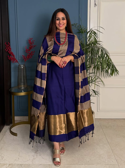 Pure Maheswari Silk Cotton Handwoven Unstitch Suit